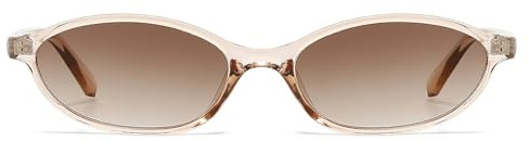 LJCZKA Retro Ovale Sonnenbrille für Damen, 90er Vintage Kleine Katzenaugen Sonnenbrille Mode Oval Brille Schmal Rahmen Schattierungen mit UV Schutz