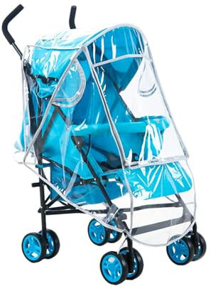 Universal Regenschutz für Kinderwagen, Atmungsaktive EVA Abdeckung mit Reißverschluss, Transparent, Wasserdicht und Langlebig, Passend für die meisten Kinderwagen