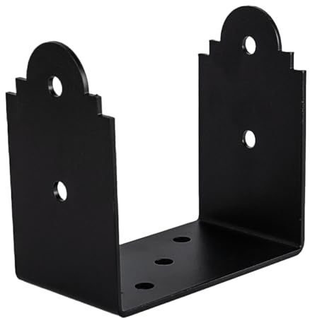 Heavy Duty Ornamental Black Bolt Down Pergola Post Support - Black Pergola Post Bracket - Ground Anchor - Fence Post Bracket (125mm - 5x5)