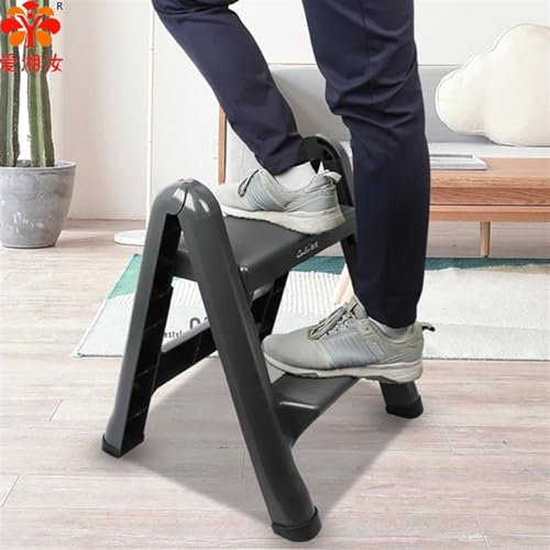 Escabeau télescopique en plastique à 2 marches pour le nettoyage de la maison et le lavage de voiture, escalier pliable et pliable