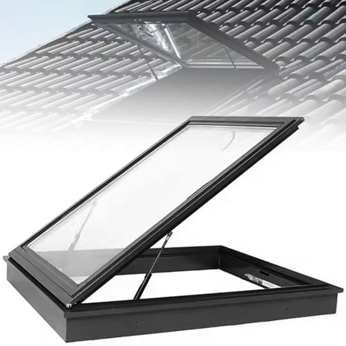 HNBYLMM Claraboya de Techo,Ventana de Techo, Ventana de Pozo de luz de Techo, Claraboya ventilación Manual con Vidrio Templado de Doble Capa, para ático, sótano, habitación Solar,550X500mm
