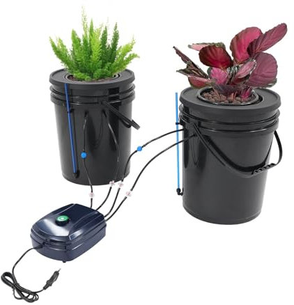 panfudongk Sistema di coltivazione idroponica con 2 fioriere sistema di coltivazione idroponico, pompa ad aria, capacità 18,93 l, indicatore del livello dell'acqua, argilla espansa per interni