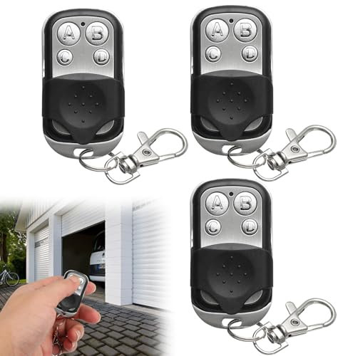 3PCS Garage Door Remote, Gate Remote Control Fob with 4 Buttons Fob for Garage Doors,Roller Shutters,Electric Gates,Car Alarms