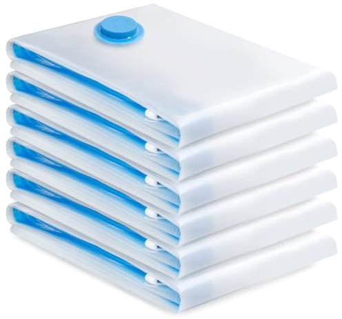Borsa sottovuoto, 6 pezzi, sacchetto sottovuoto per aspirapolvere, compressione, riutilizzabile, per biancheria da letto, abbigliamento, piumini, materasso, tenda e viaggi (100 x 80 cm)