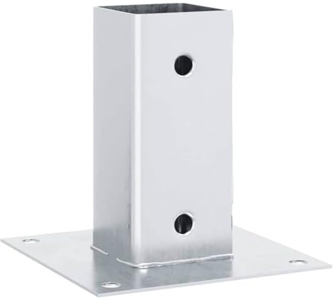 Support de Poteau Lot de 4, Base Pied de Poteau Support d'ancrage carrées 4 pcs argent 61x61 mm acier galvanisé