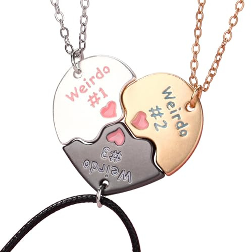 AffeGifts Collares de la Amistad Para 3, Magnético Best Friends Collar Bff Collar con 3 Diferentes Cadena Corazón Coincidencia Collares para los Mejores Amigos Graduación Cumpleaños