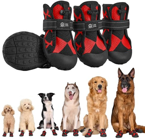 Arblina Hundskor utomhus, hundskor vattentäta med justerbart kardborreband, mjukt hundtasskydd för små/medel/stora hundar, ventilerande hundskor för skadade tassar, 7