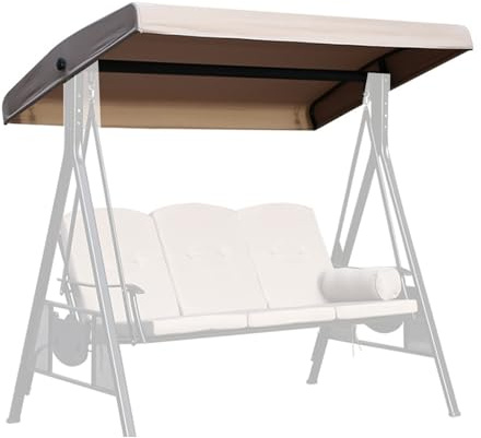 Swing Canopy Replacement Cover,2 3 Seater Outdoor Porch Swing Canopy,Waterproof Replacement Canopy Top Cover for Garden Swing Chair Patio Hammock(3 Seater:79x49in)