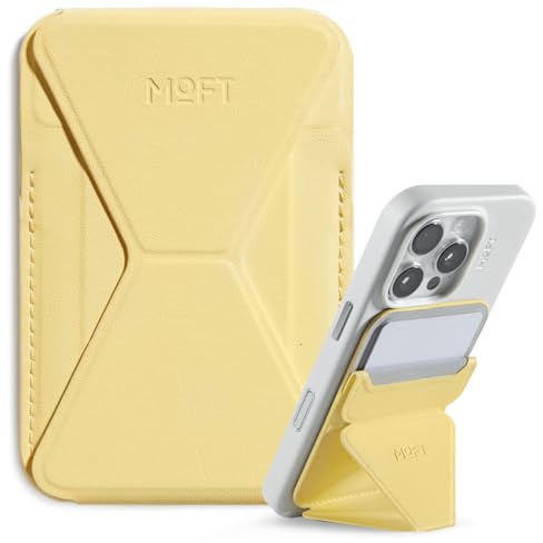 MOFT MagSafe Cartera Soporte para iPhone 17/16/15/14/13 Series Compatible con MagSafe, Soporte Magnético de MOVAS Cuero Vegano para Teléfono con 3 Ángulos de Visión, 2 Soportes Tarjetas (Panna Cotta)