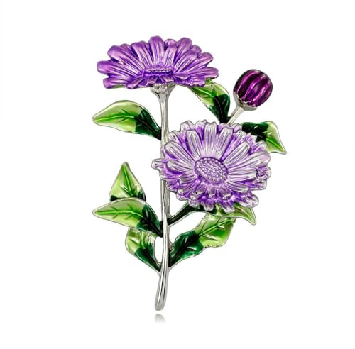 Chrysantheme Brosche Damen Brust Blume Pin Floral Bankett Zubehör, Stein Glas Stein: Emaille Glas, Zirkonia Achat Obsidian