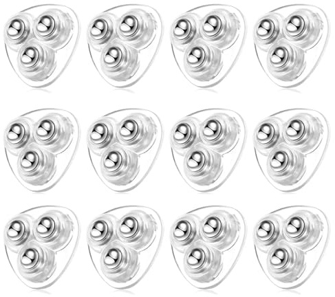Self Adhesive Paste Caster Wheels for Furniture Bucket, Ball Castors Flat for Furniture ABS Material Load Capacity 20 LBS Per Wheel Mini Universal Wheel for Trash Can Storage Boxes 12 PCS (Clear)