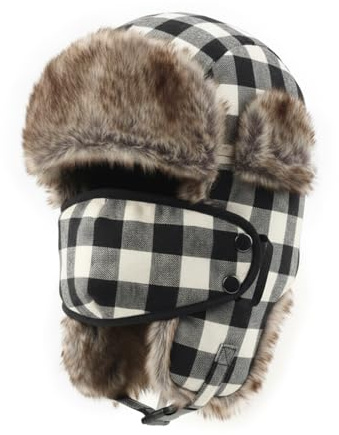 Zylioo XXL Winter Trappermütze Für Großen Kopf,Wintermütze mit Ohrenklappen Größe 60-65cm Russenmütze für Snowboarden Skaten Outdoor