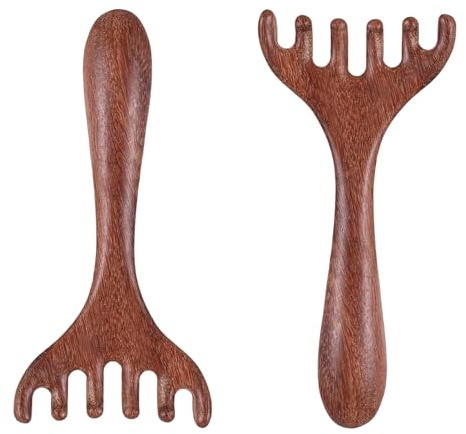 2 PCS Wood Scalp Massager Portable Head Scratcher Massage Comb Head Massage Tool Wide Tooth Massage Comb 6 Claws Scalp Comb Wooden Massage Heads Comb for Back Legs Feet