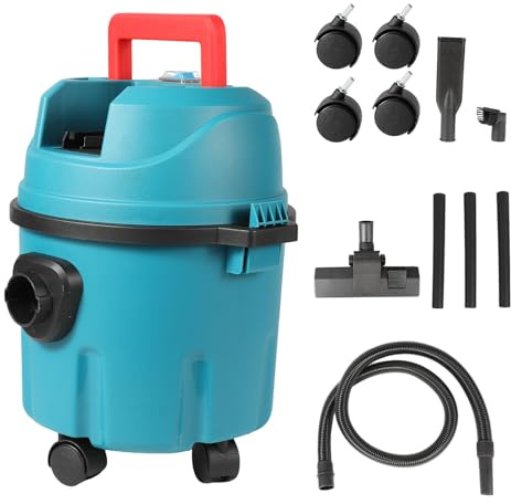 Aspirateur eau et poussière sans fil compatible avec batterie Makita 18 V, réservoir 10 l, puissance d'aspiration 15 kPa, filtre HEPA, fonction soufflage, avec tuyau de 2 m et accessoires, sans