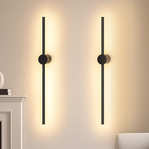 ZMH 2ER LED Wandleuchte innen Wandlampe Schwarz 60CM Warmweiß Flurlampe