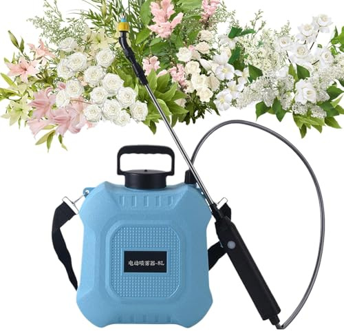 Essentiall - Pulverizador eléctrico de jardín, versátil herramienta de jardinería de capacidad de 5 L/8 L con potente bomba de agua recargable, cómoda correa de hombro para un fácil transporte