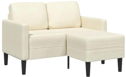 HETFTJN L-Form Creme Zweisitzer Sofa mit Chaiselongue 125x118x85 cm Samt Robust für Living Room Apartment