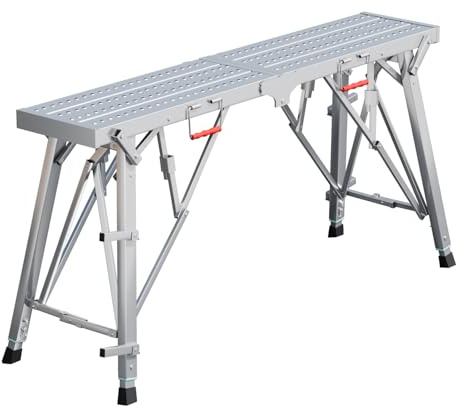 OQY 78.74x9.84 Scaffolding Platform,Adjustable Height 31-49 Inch,Scaffold Work Platform Load 330 lbs,Portable Folding Step Stool for RV Cleaning High Painting Walls,Drywall,Decor