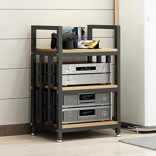 Mehrschichtiges HiFi Rack - Schwarzer Audioständer für Schallplatten, Router & AV Media Storage, Bodenstehender Phonoschrank, Stilvolles HiFi Regal für Home Entertainment