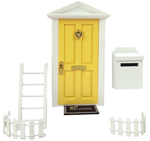 Mini Porte de Maison – Décoration Murale Elfe, Ensemble Complet avec Tapis Sol boîte aux Lettres clôture d'échelle, Accessoires Miniatures Mignons | Décorations pour Chambre d', Jardin f