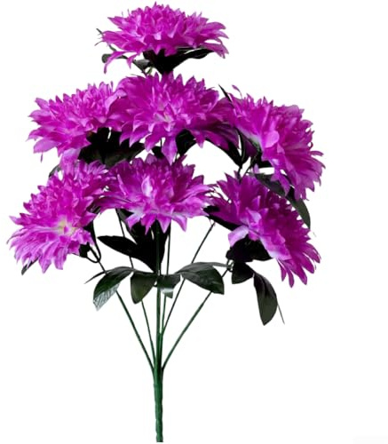 AugustknowU Ramo de seda de crisantemo con 7 flores realistas para decoración de tumbas, eventos conmemorativos y ofrendas ceremoniales (morado)