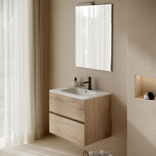 inHedito Mobile bagno sospeso con lavabo 60 cm Essenza noce americano