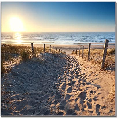 banjado Glas Magnettafel (90 x 60cm) - Magnetwand Glas - Magnetpinnwand als Memoboard - Pinnwand Magnettafel Küche, Büro, Kinderzimmer - Nordseestrand