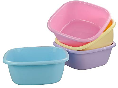 Gitany Washing Basin Bowl, Plastic Wash Bowls, Square, Pack of 4 Color Bowls