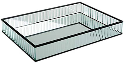 Cratone - Bandeja de espejo con borde negro y espejo decorativo para decoración del hogar