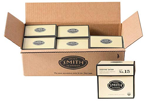 Smith Teamaker | Soothe Sayer No. 15 - Peppermint, Ginger & Echinacea | Caffeine-Free, Herbal, Certified Organic, Throat Soothing Wellness Tea, Case of 6 (90 Sachets, 1.05oz each)