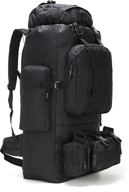 King'sGuard Rucksack, 100 l, Camping, Wandern, Molle-Rucksack, Militär, Rucksackreisen, Tagesrucksack, Schwarz, Large