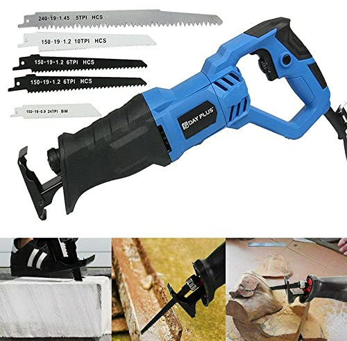 Reciprocating Saw Corded, Electric Pruning Tree, 900W, Variable Speed, 5 PCS Saw Blades, 28mm Stroke Length, for Wood and Metal Cutting, Lightweight Easy to Use