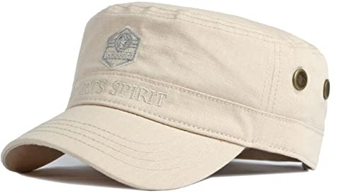CHENNUO Herr militär armékeps klassisk militär stil platt topp basebollkeps vandring sport keps, Beige, 56/60