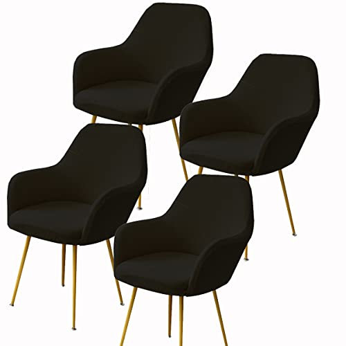 XGANGM Stretch Stuhlhussen Samt mit Armlehne Esszimmerstuhlbezug Büro Stuhlbezug 6/2/4er Set Rückenlehne Stuhlschonbezug Sessel Bezug Husse Armlehnstuhl Stuhlabdeckung,V,4PCS