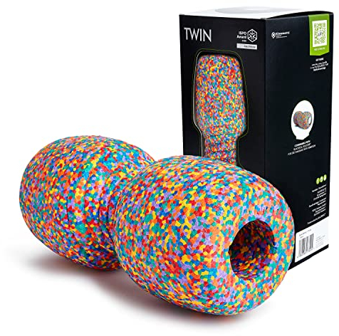 BLACKROLL® TWIN Faszienrolle (30 cm x 13 cm), Massagerolle mit Aussparung für die Wirbelsäule, Fitness-Rolle für die punktuelle Selbstmassage, mittlere Härte, Made in Germany, Rainbow