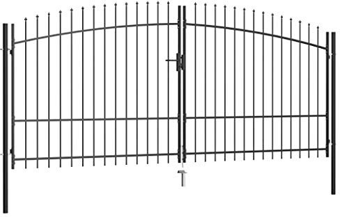Homgoday Schwarz Stahl Gartentor 225 cm, 400 cm Weite, für Garten, Innenhof, Terasse - Korrosionsbeständig Model145741