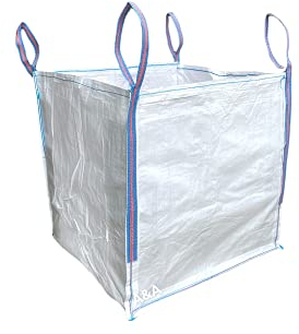 A&A SUPPLIES UK 1 Tonne FIBC Bulk Builders Bag - 90x90x90cm, Heavy Duty Bulk Garden Waste, 1000kg SWL, Industrial Material (1 Bag)