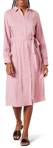Amazon Essentials Abito Chemisier Midi a Maniche Lunghe in Georgette Donna, Malva, M