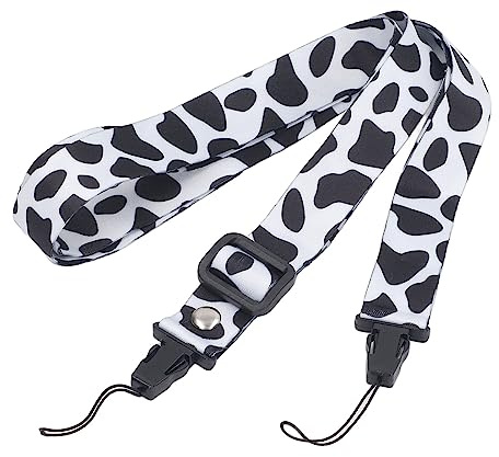 Courroie de Cou pour Appareil Photo, 1,2 M Motif imprimé Caméra Cou Bandoulière Réglable Sangle D'Appareil Photo pour Mini 12 11 8 9 Appareil Photo (Vache laitière)