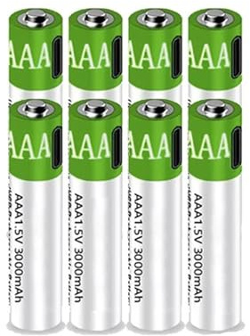 SSCYHT Batteria agli ioni di Litio AAA da 1,5 V a Ricarica Rapida 3000 mAh di Grande capacità con Cavo USB Batteria Ricaricabile Batteria al Litio Riutilizzabile 1200 Volte,8pcs 1.5v3000mah