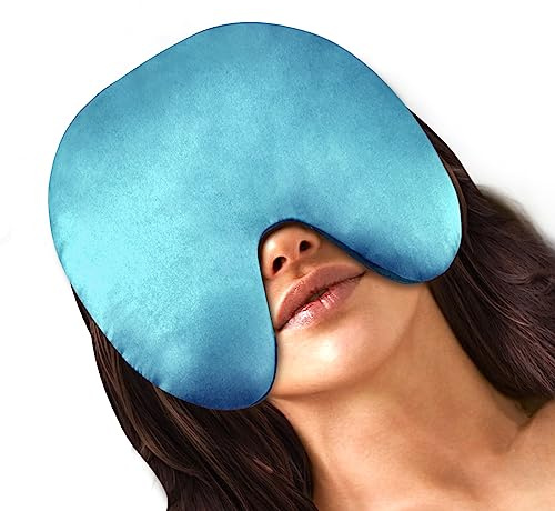 RelaxCoo Microwave Heating Pad, Face Eye Mask Microwavable for Dry Eyes, Migraines, Headache, Sinus Pressure Relief and Relaxation, Warm Compress Eye Pillow Heat Pad, Blue