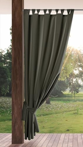 Eurofirany Garden Outdoorvorhäng mit Schlaufenschal- 1 STK. Abnehmbaren Schlaufen, Sonnenschutz Sichtschutz Winddicht Wasserdicht Vorhäng für Pavillon Terrasse Pergola, 155x220 cm, Grafit