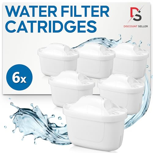 6-Pack All-in-1 Water Filter Cartridges for Brita Maxtra Plus & Pro, Brita Marella, Aluna Pro and Elemaris Jug and Kettles - Universal Limescale Expert to Reduce Impurities, Chlorine & Metals