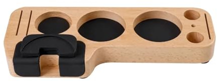 Coffee Tamper Stand Wooden Portafilter Organizer Coffee Lever Tool Tamper Mat Presser Holder for Espresso Distribution Lever (Color : Beech Wood)