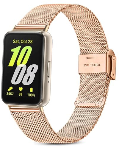Issinlky Metallband för Samsung Galaxy Fit 3, Rostfritt stålarmband för Samsung Galaxy Fit 3 SM-R390 Herren Damen