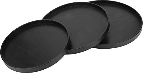 Platos de Cena de Madera, Bandeja Redonda, Bandeja de Madera, para Taza de té, Juego de Bandejas de Exhibición de Comida Anidada, para Servir