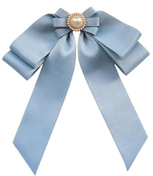 APLVFFZH Brosche mit Schleife für Damen, vorgebunden, Krawattennadel, Perlen, Fliege, Brosche für Hut, Bluse, Geburtstagsgeschenk, Urlaub, Hochzeit, Blau