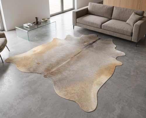 KUHFELL RINDERFELL GRAU BEIGE ca. 200 x 230 cm Fell Teppich VON KUHFELLE ONLINE