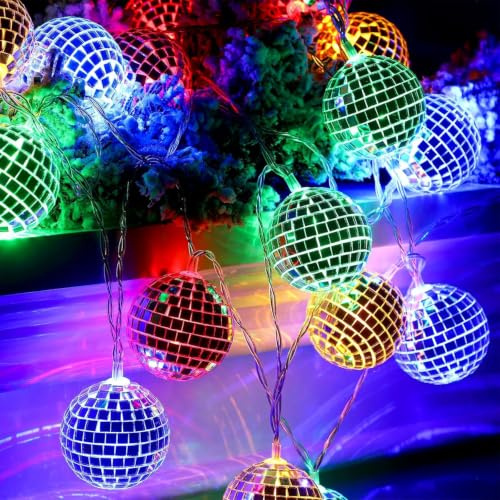 Sunshine smile 20 LED Discokugel Lichterkette,300cm Disco Ball String Lights,Disco Party Light,Mini Disco Balls Ornaments Tree Decoration Light,Orientalisch Marokkanische Lichterkette