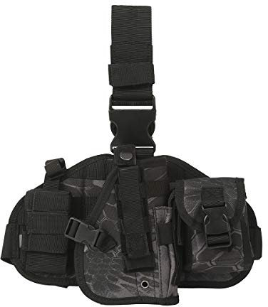 ANSNOW Waffenholster, Beinholster, Taktischer Oberschenkel-Pistole, Militär-Airsoft-Halter, Rechtshändig Verstellbar/Camouflage Schwarz/L